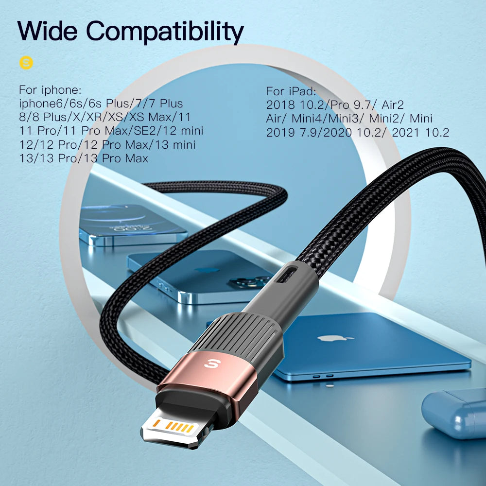 Essager Fast Charging USB Cable for iPhone & iPad - Compatible with iPhone 14/13/12/11 Pro Max, SE, Xs, Xr, X, 8, 7, 6