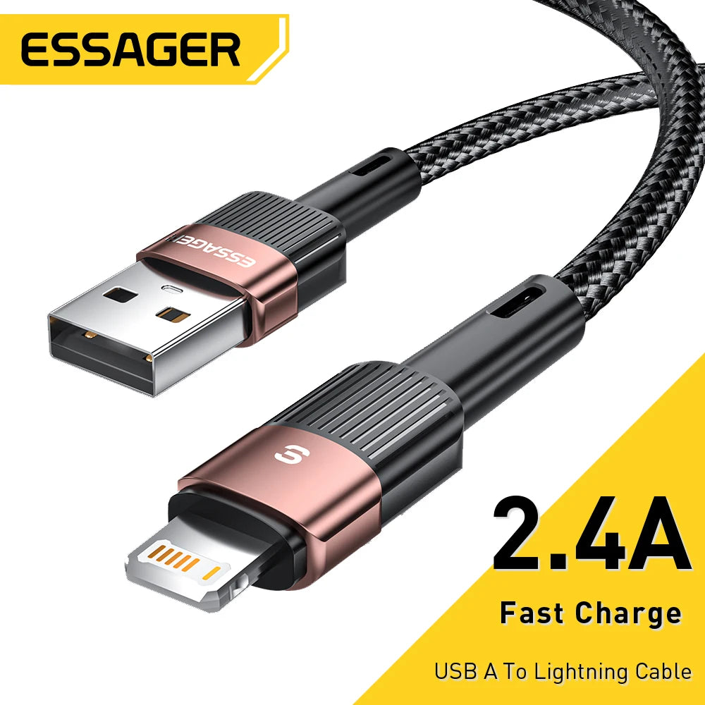 Essager Fast Charging USB Cable for iPhone & iPad - Compatible with iPhone 14/13/12/11 Pro Max, SE, Xs, Xr, X, 8, 7, 6