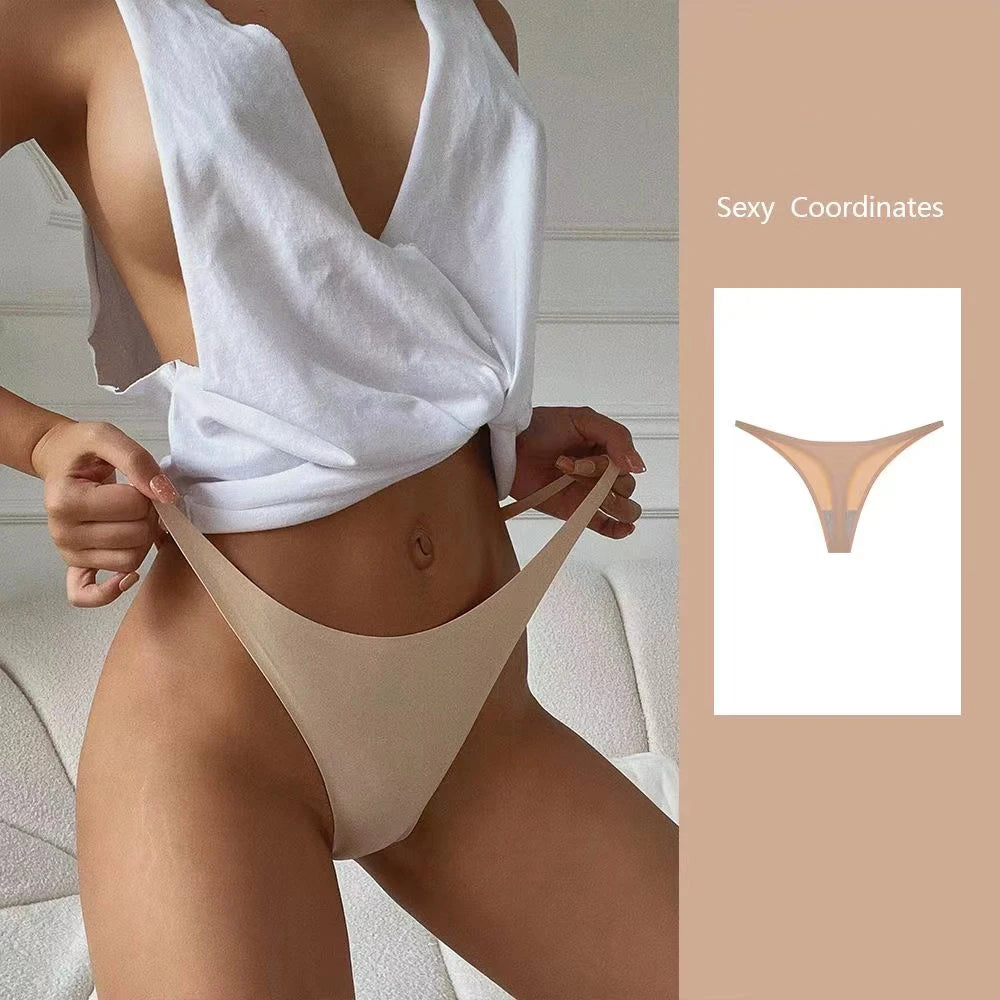 Ice Silk Seamless Panties For Women Soft Thin Band Thongs Woman Satin Underwear Female Bikini Panties String Tangas Mujer