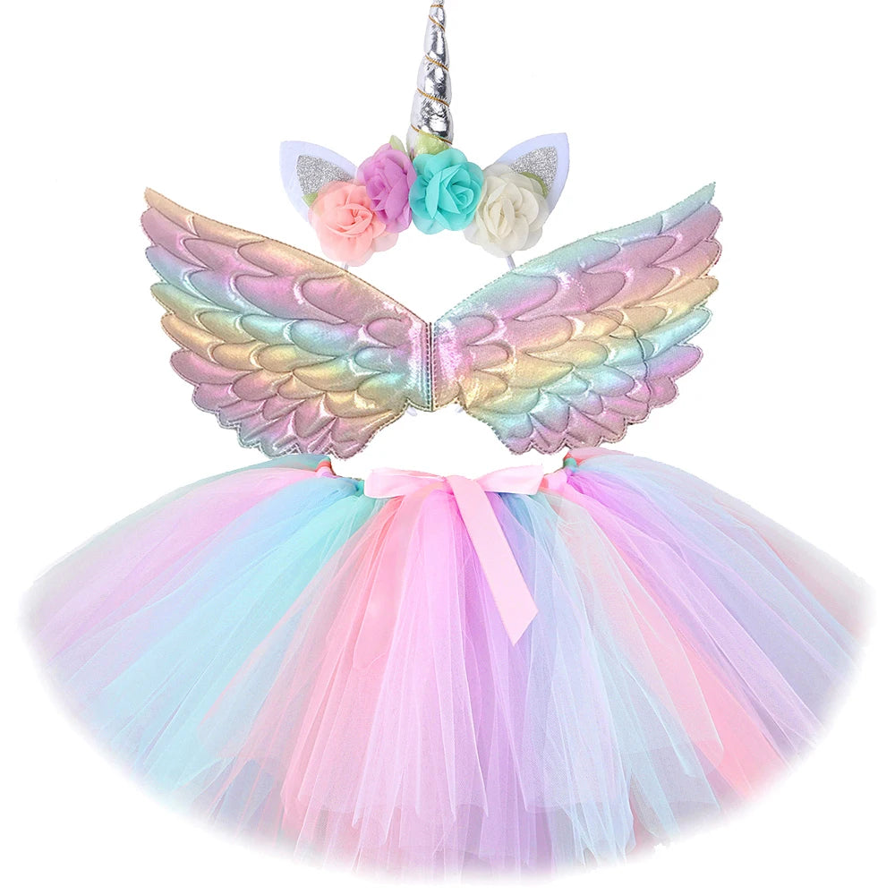 Unicorn Tutu Skirt Outfit for Kids – Girls' Rainbow Dress-Up Costume | Princess Ballet Skirt